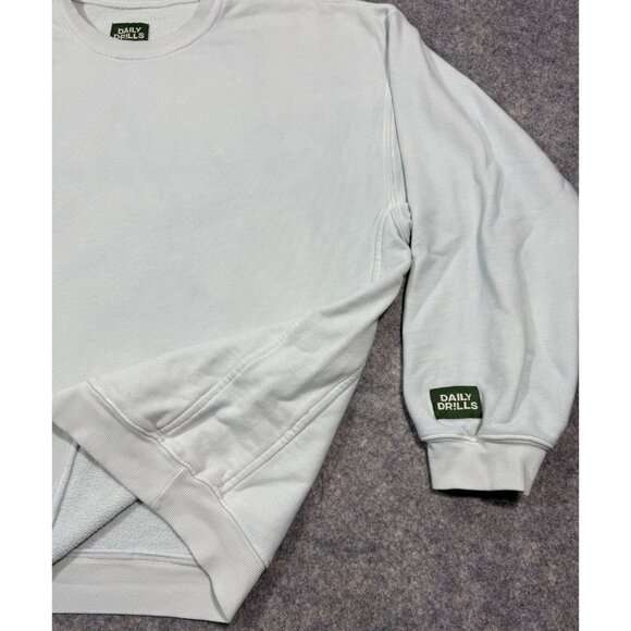 Daily Drills Oversized Crew Size XS/S Sweatshirt Terry Faded Green Blue - Picture 3 of 12